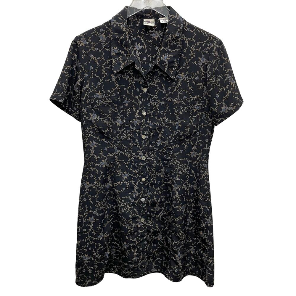County Seat Jeanswear Floral Short Sleeve Mini Shirtdress Size Large